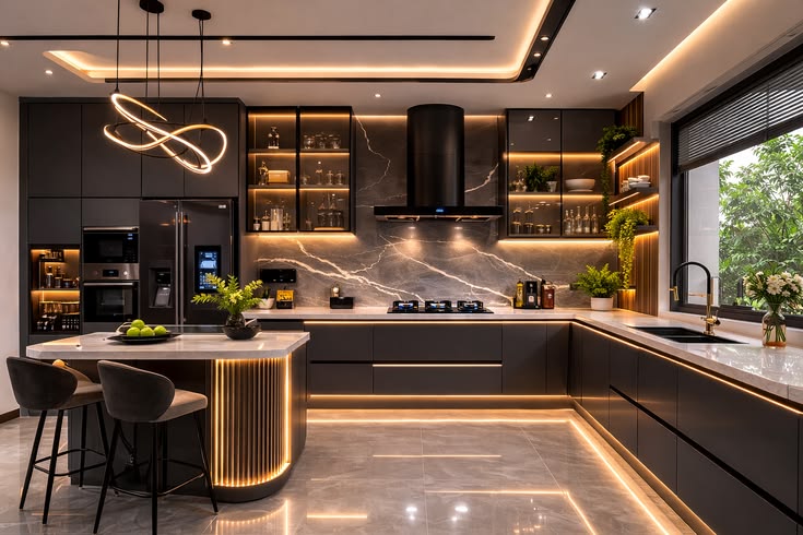 Modern Luxury Kitchen Design with Quartz Countertops in Texas